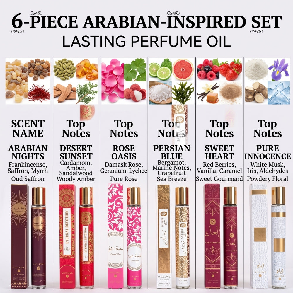Women's 6-Piece Perfume Gift Set – Sweet Floral Fragrance Collection, 6 x 1.2 oz Portable Mini Sprays