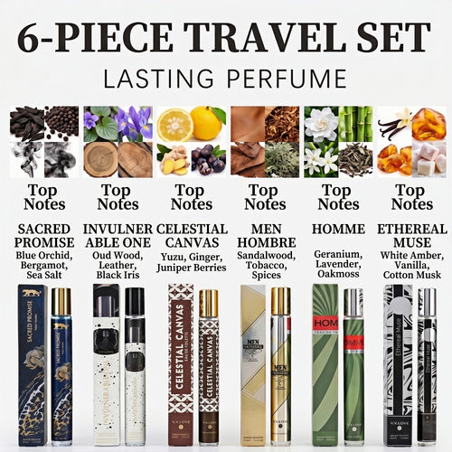 Men's Pheromone Cologne Gift Set – 6 x 1.2 oz, Long-Lasting Woody Fragrance with Lavender & Cedarwood