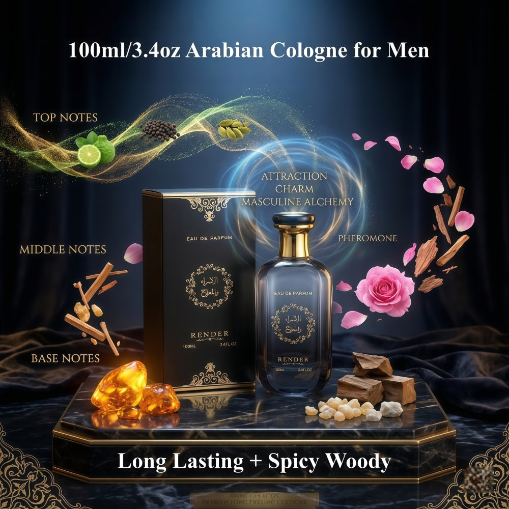 Men's Pheromone Perfume 3.4 oz (100ml) – Long-Lasting Arabian Cologne with Spicy Woody Oriental Scent